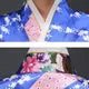 Esprit du Japon paon pivoine kimono satiné bleu roi