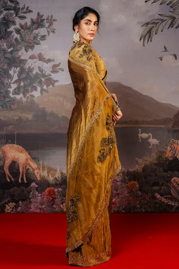 Rahul Mishra Anar Bel Blouse soie or antique col V
