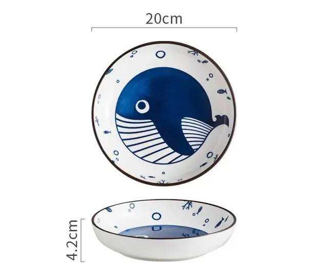 Japon Style Baleine assiette japonaise creuse vagues