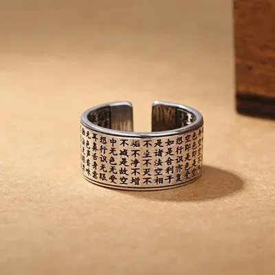 Esprit du Japon bague Sutra du Cœur kanji argent