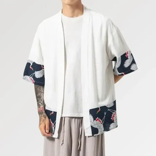 Japon style Hisashi veste japonaise homme motif grues