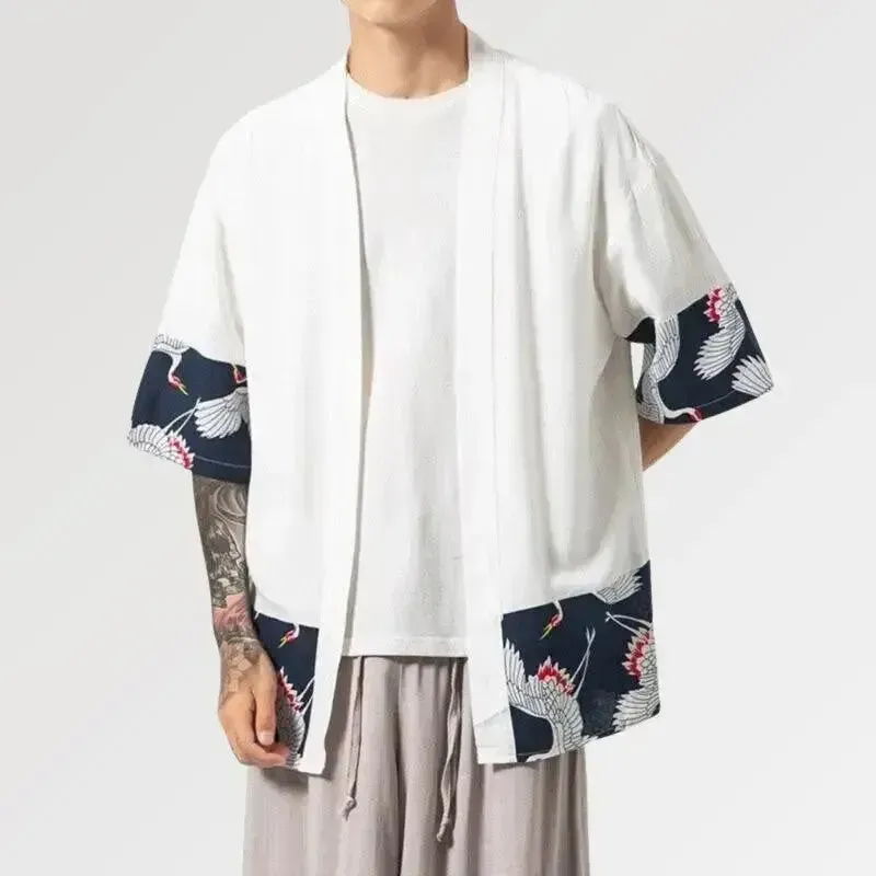 Japon style Hisashi veste japonaise homme motif grues
