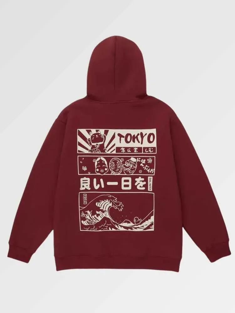 Japon style Gwangju sweat à capuche motif japonais