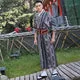 Esprit du Japon kimono homme Bamboo rayures noir mi-long