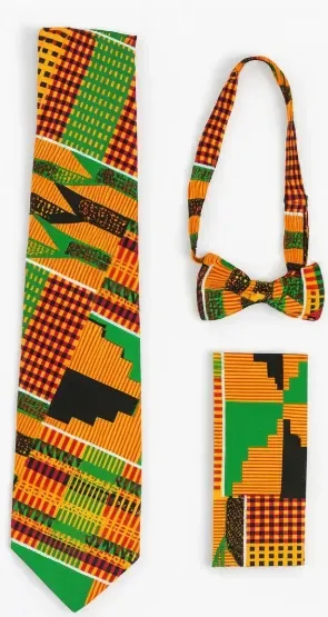 KAVAZI Kente ensemble cravate 3 pièces coton multicolore