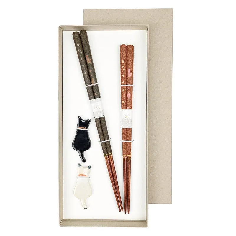 Japon style Chat coffret baguettes japonaises céramique