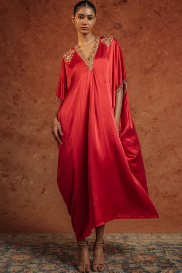 Rahul Mishra Himadri kurta satin soie rubis brodé