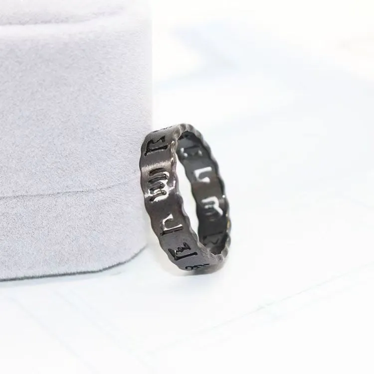 Esprit du Japon Bague mantra bouddhiste en acier