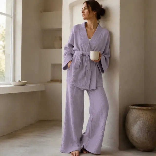 Esprit du Japon ensemble kimono gaze de coton ample