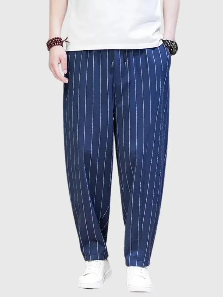 Japon style Straightin pantalon rayé homme
