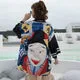 Esprit du Japon haori léger motif Kabuki noir femme