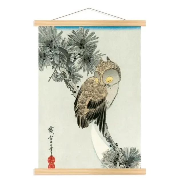 Japon style Tableau hibou japonais porte-bonheur tableau