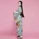 Esprit du Japon yukata femme geisha coton vert d'eau + obi