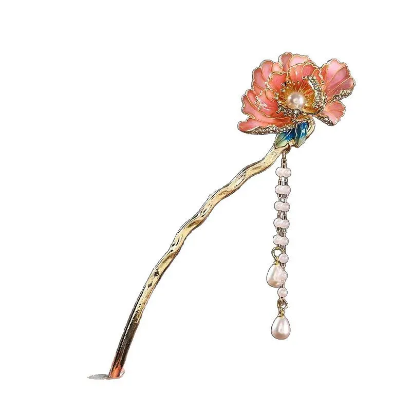 Esprit du Japon Épingle Cheveux Pivoine Perles Métal