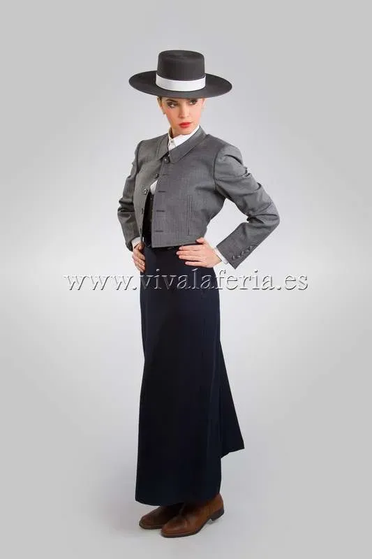 Viva La Feria Elegante costume amazone gris fil à fil