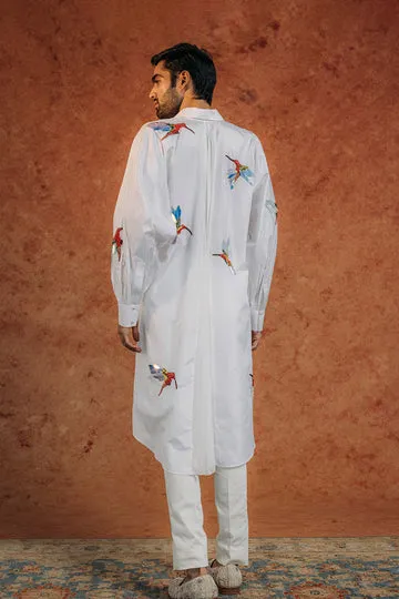 Rahul Mishra Kingfisher Bird chemise brodée main ivoire