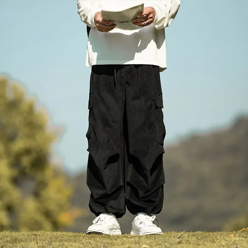 Japon style Keitaro Pantalon Cargo en Velours Côtelé