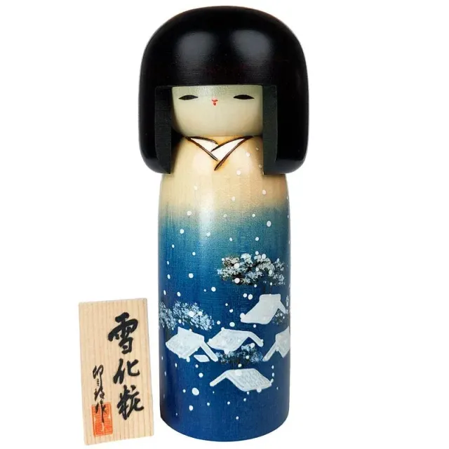 Japon style Kokeshi Hiver poupée artisanale motif enneigé