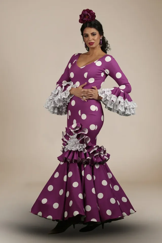 Viva La Feria Seguirilla robe flamenca buganvilla pois