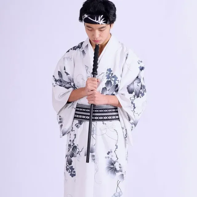 Japon style Okamida kimono japonais blanc motif lotus