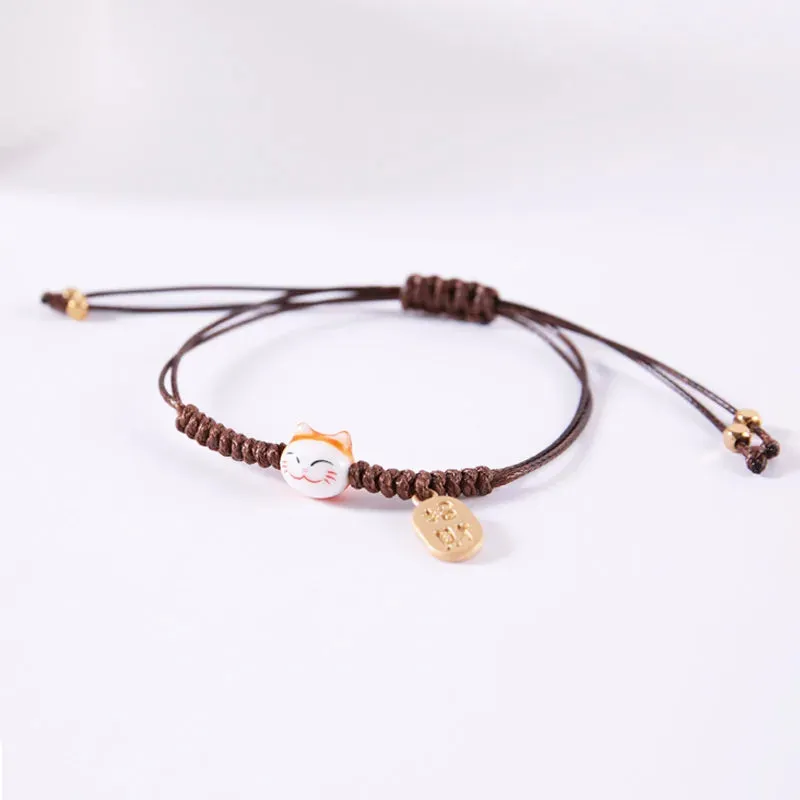 Esprit du Japon Maneki Neko bracelet céramique porte-bonheur