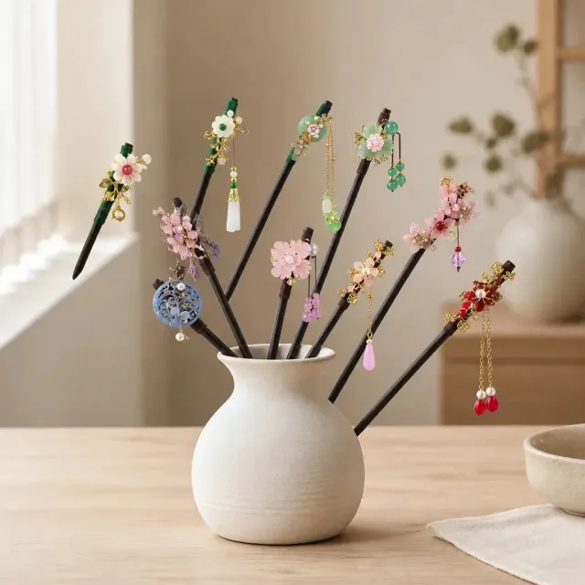 Esprit du Japon épingle kanzashi floral pendeloques