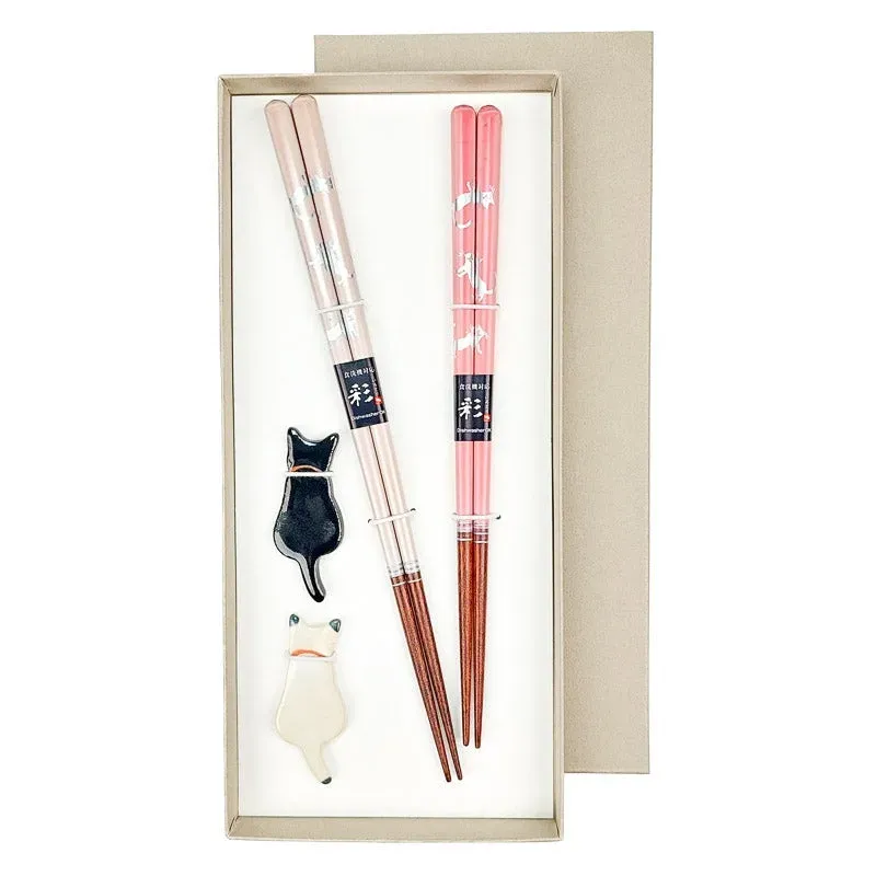 Japon style Chat coffret baguettes japonaises céramique