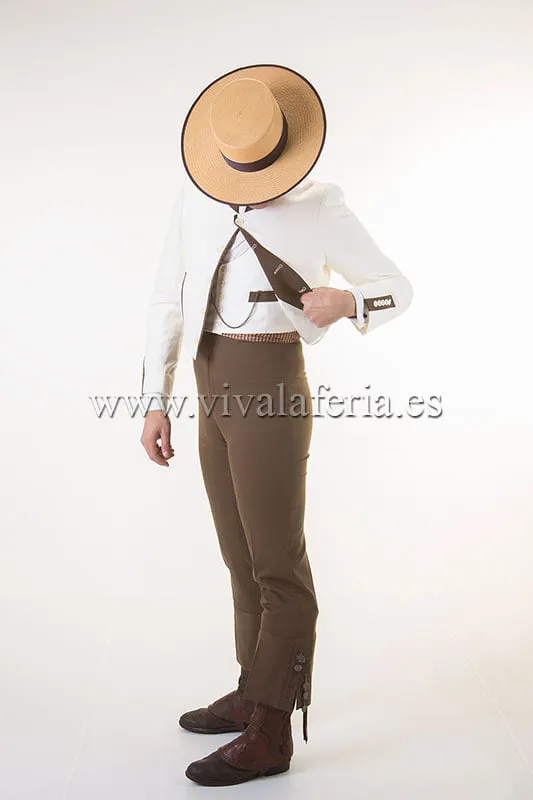 Viva la Feria Andaluz costume campero ivoire et marron