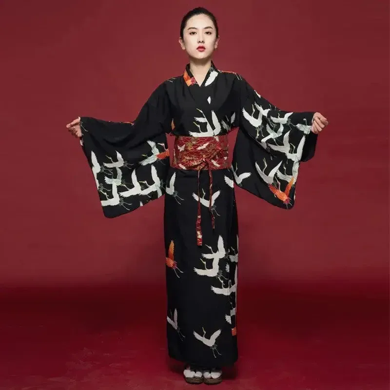 Japon style Kimono Japonais Noir Femme ‘hanaé’ kimono