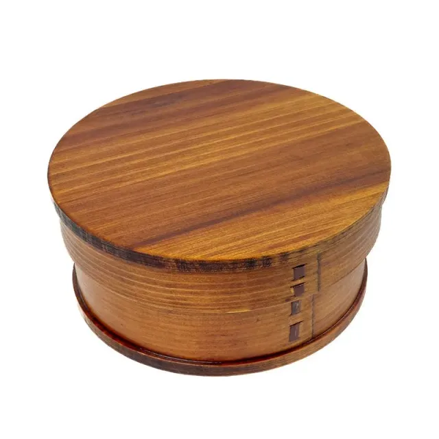 Japon style boîte bento ronde bois de cèdre laqué