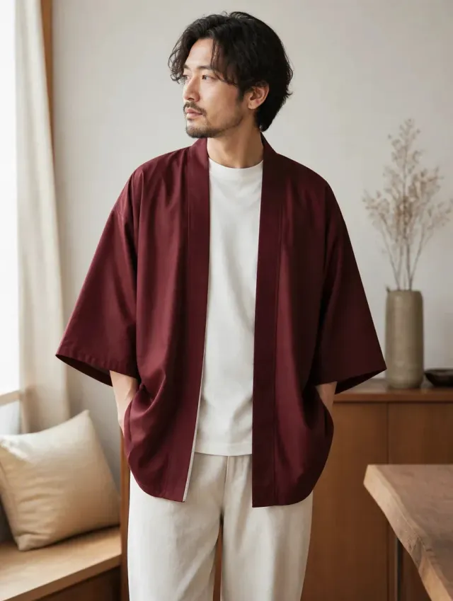 Esprit du Japon haori homme cardigan kimono uni ample