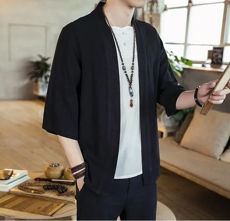 Esprit du Japon cardigan kimono homme ample uni