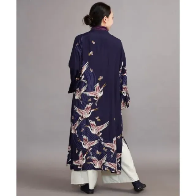 Japon style Kimono Long Femme Grue kimono fluide