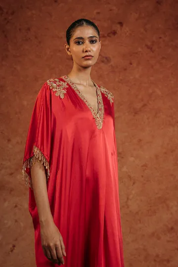 Rahul Mishra Himadri kurta satin soie rubis brodé
