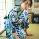 Esprit du Japon kimono homme Dragon Flots bleu marine long