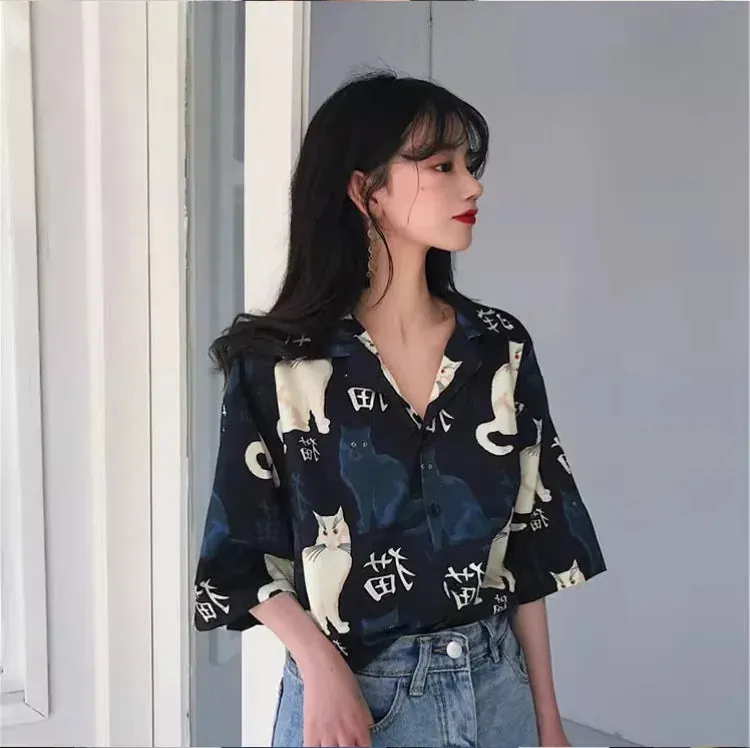 Esprit du Japon chemisier Nichino motif chat