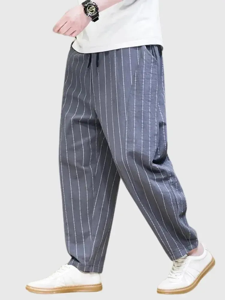 Japon style Straightin pantalon rayé homme