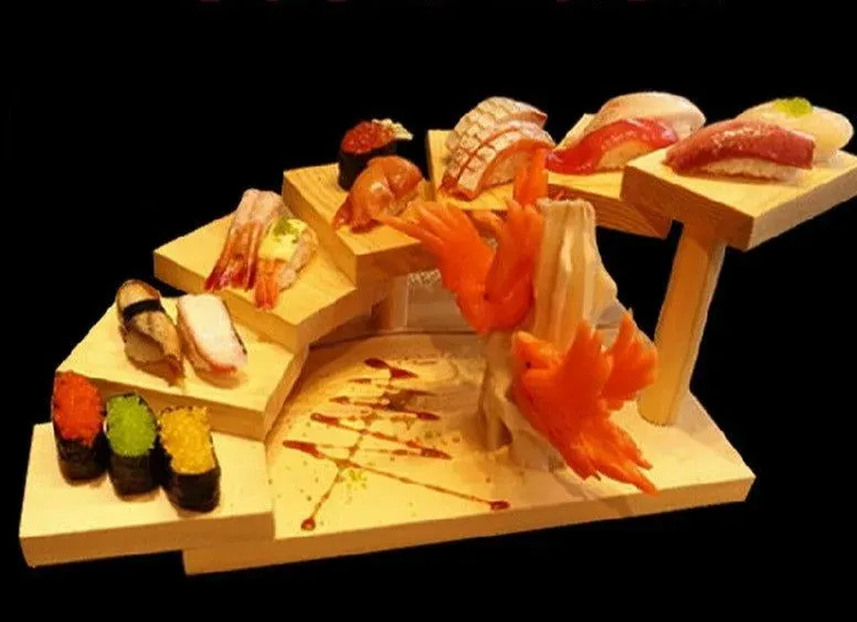 Japon style Sushi Shelf Shaka plateau bois