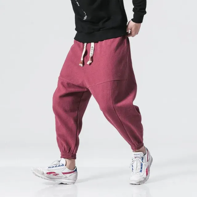 Japon style Shao pantalon harem en coton, coupe ample