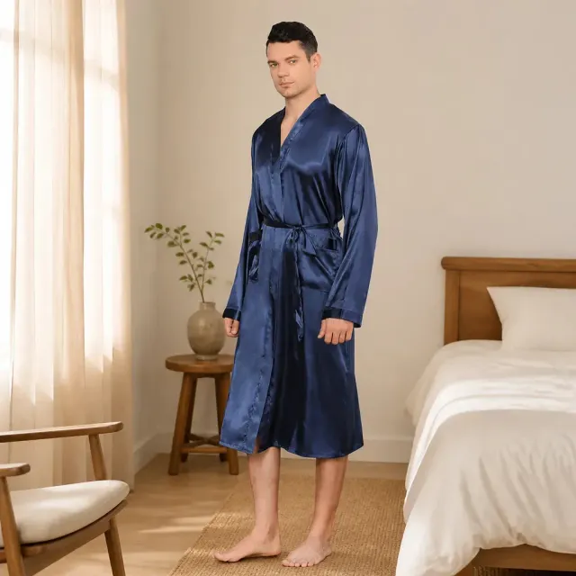 Esprit du Japon peignoir kimono homme satin ceinture