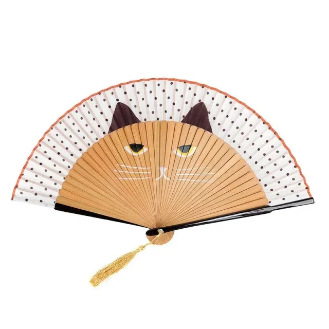 Japon style éventail japonais chat beige kawaii