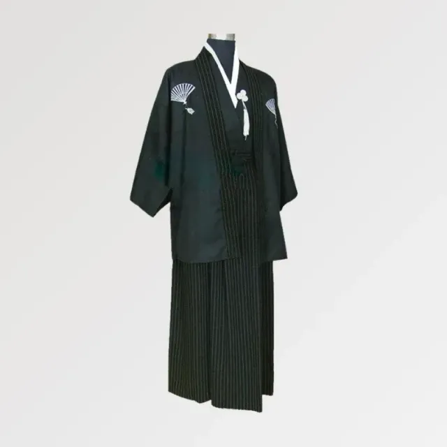 Japon style Yamagata kimono homme noir motif éventail