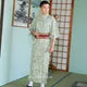 Esprit du Japon Yagasuri kimono homme vert sauge + obi