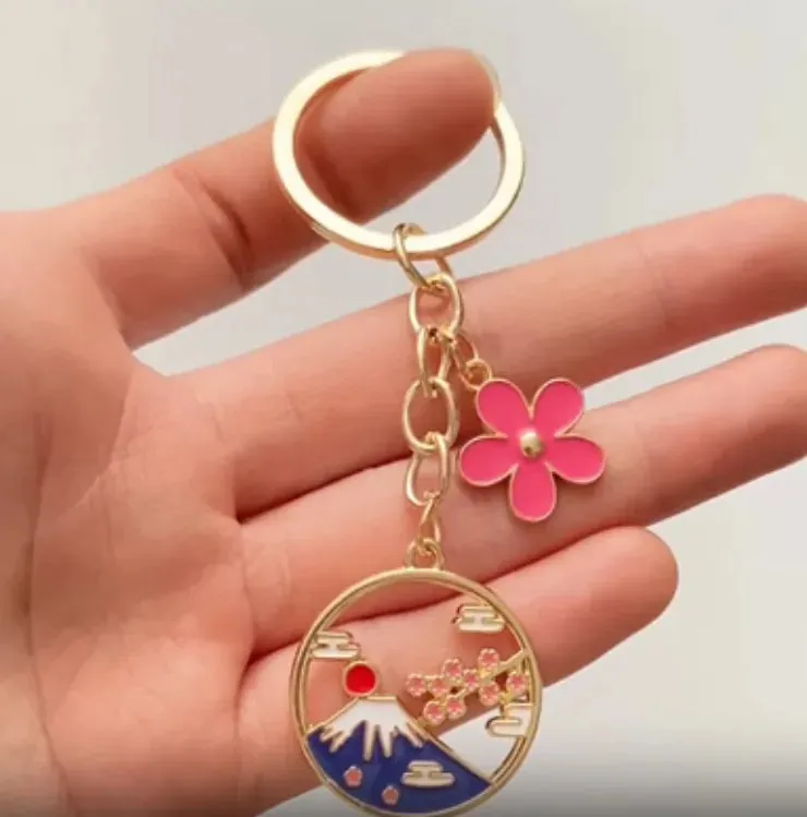 Esprit du Japon porte-clé porte-bonheur doré métal