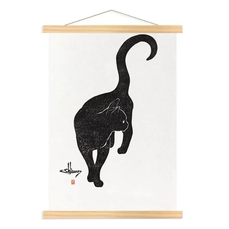 Japon style Chat Noir tableau japonais estampe