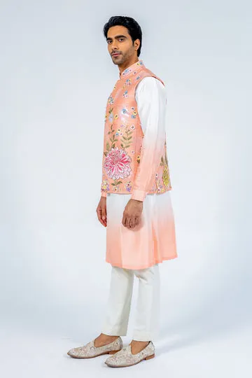 Rahul Mishra Dahlia Silk Organza Bandi bandi pêche en organza de soie