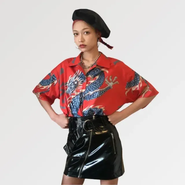 Japon style ryujin chemise japonaise femme dragon
