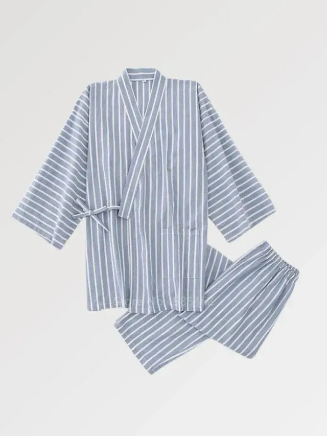 Japon style Onsen Shota jinbei homme rayé coton
