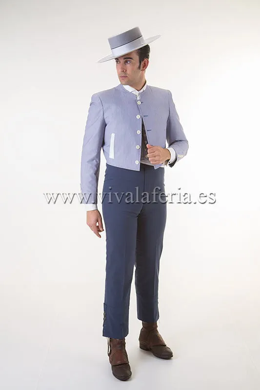 Viva La Feria 1000 Rayas Azul costume corto gris