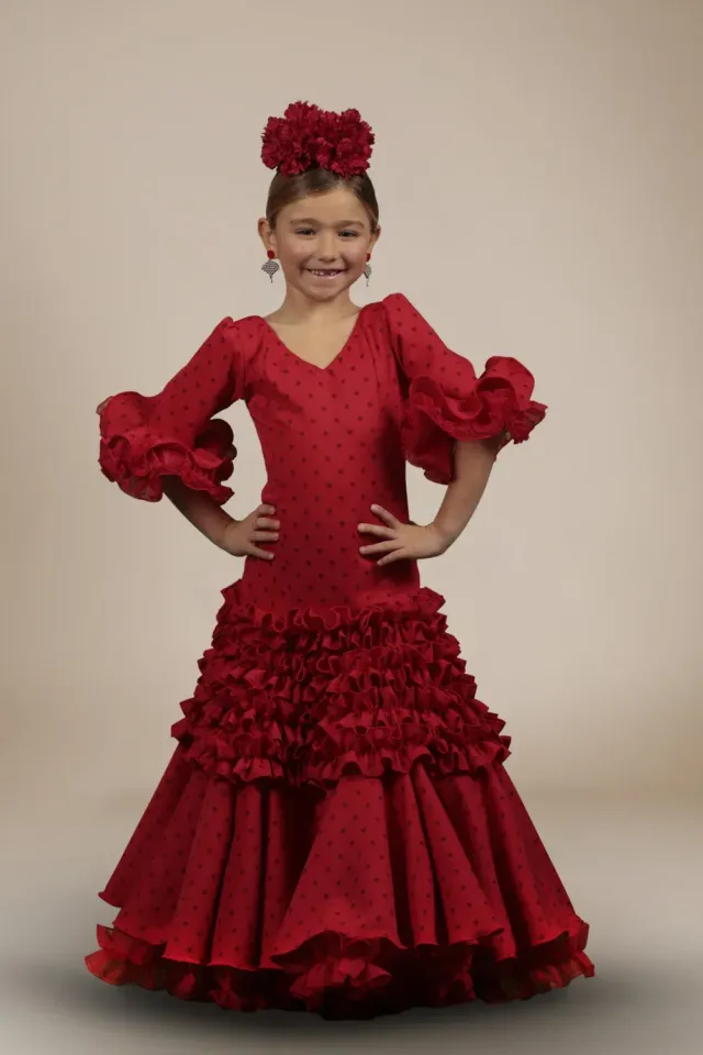 Viva La Feria Suspiro robe flamenco fille rouge à pois